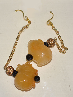 Shou Jade & Freshwater pearl Earrings by Rita  Chung