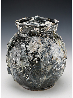 Moonscape Jar with Gloss Black by Daven Hee