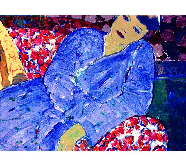 Reclining Woman in Blue by Nancy Vilhauer