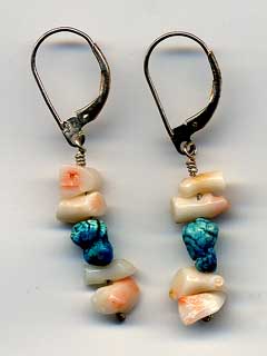 Turquoise & Coral Earrings by Peter Vogt & Ingrid Manzione 