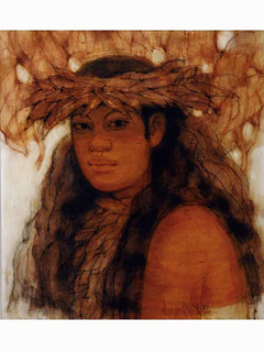 Hula Girl Kahiko--Full Face by Lynne Smith (1922-2008)