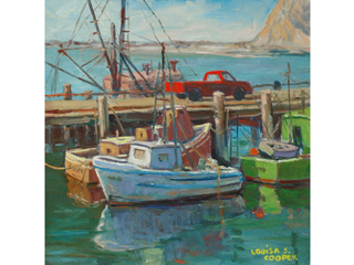 Morro Bay with Red Truck by Louisa S. Cooper