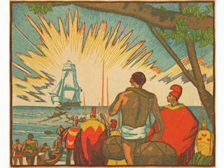 Ship on the Horizon with Sun Burst by Arman Manookian (1904-1931)