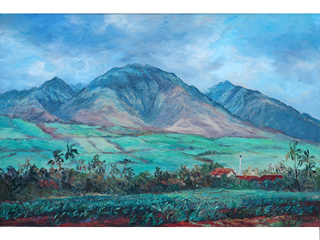 West Maui Mountains, Pioneer Mill and It's Fields by Betty Hay  Freeland
