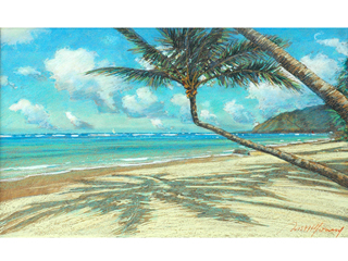 Coconut Palm & Shade on the Beach at Punaluu by Russell Lowrey