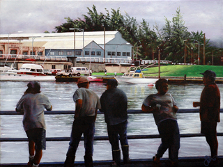 Waiting To Get Paid- The Old Hilo Fish Auction by Sandra Blazel