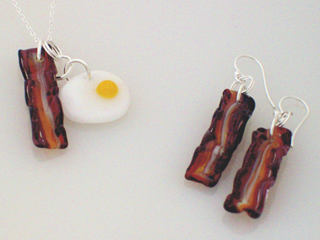 Bacon and Egg Pendant by Jessica Landau (View 2)