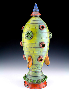 Chartreuse Green Deflocolating Atomic Rocket by Daven Hee
