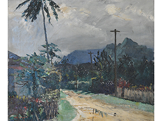 Sandy road Back of Olomana by Peter Hayward (1905-1993)