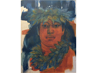 Hawaiian Head w/ Maile haku by Lynne Smith (1922-2008)