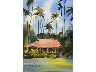 Cottage with Palms by Roger Whitlock