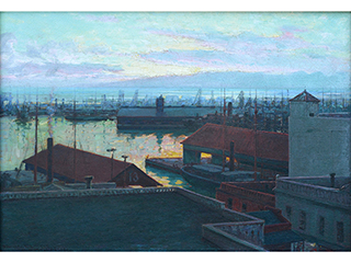Honolulu Harbor from the Commercial Club by D. Howard Hitchcock (1861-1943)