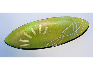 Green Irid Dish by Bud Spindt