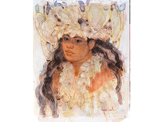Woman with Leis by Lynne Smith (1922-2008)