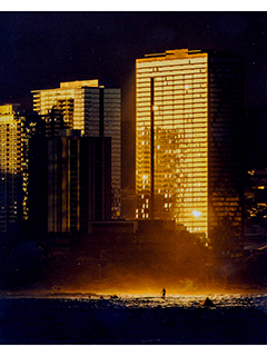 Paddleboarder at Golden Hour Ala Moana 2020 by Philippe Gross