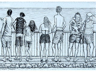 Sightseers at the Blowhole by Wayne Takazono