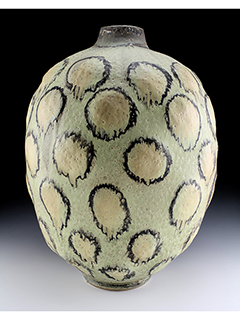 Melon Green Shino Bumpy Pot by Daven Hee