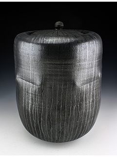 Big Black Jar with Lines by Daven Hee