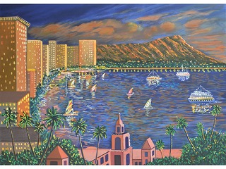 Waikiki at Night   1/350 by Guy Buffet (1943-2023)
