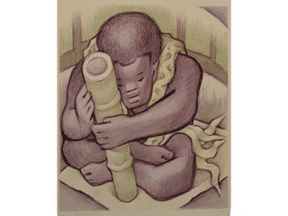 Bamboo Player Purple & Green A/P by Jean Charlot (1898-1979)