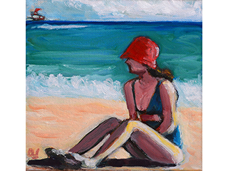 At the Beach with Red Hat by Atsumi Yamamoto
