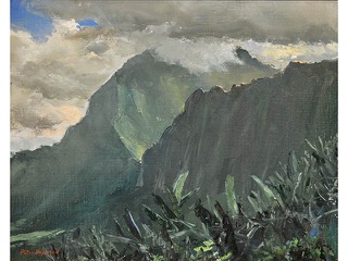 Bananas and the Pali by Peter Hayward (1905-1993)