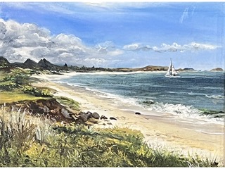 Beach Scene with Boat by , Dow