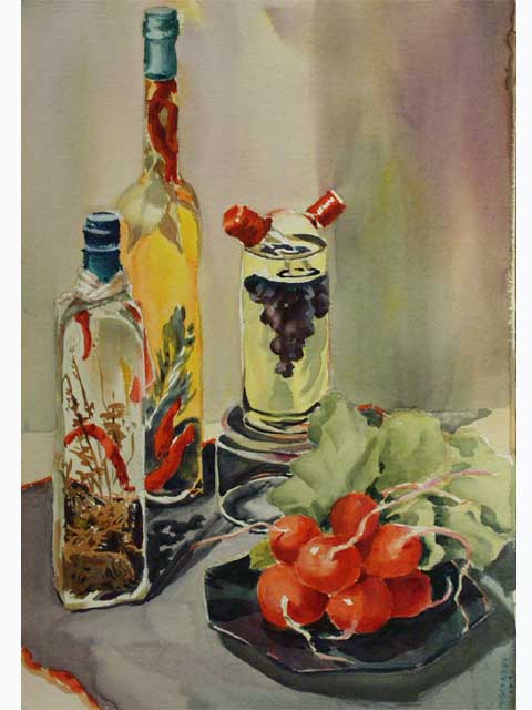 Hot Peppers and Radishes by Helen Iaea