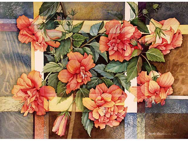 Orange Double Hibiscus by Yasuko Abeshima