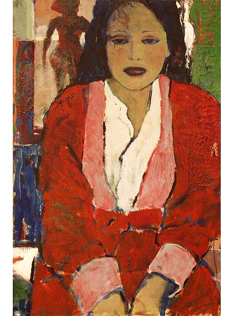 Woman In Red Dressing Gown by Nancy Vilhauer