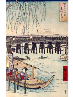 36 Views of Mt. Fuji-Ryogoku Bridge by Hiroshige Utagawa