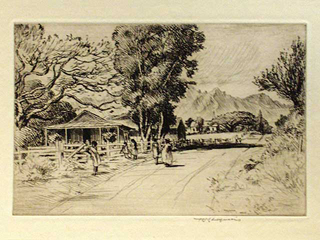 Hawaiian Village by Huc Luquiens (1881-1961)