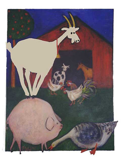 Goat on Pig by Patricia Field