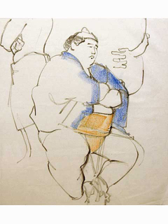 In the Dressing Room, Waiting for His Bout by Lynn Matsuoka