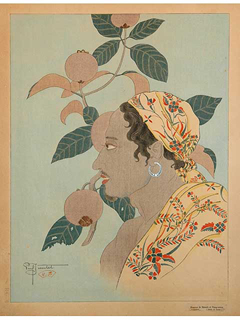 Homme de Menado et Mangoustans (Serie de fruits) by Paul Jacoulet