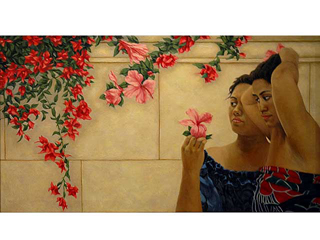Admiring Pink Hibiscus by Chris Campbell