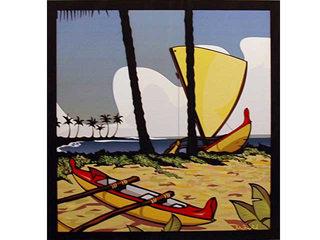 Kikaua Point  (Two Canoes on Beach) by Michael F. Field