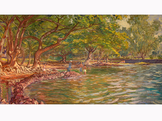 Fishing in Hilo Bay by Arthur Johnsen (1952-2015)