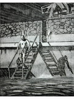 Man On Ocean Stairwell by Nick  Black