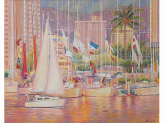 Sunset at the Harbor by April Lew