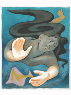 Hawaiian Swimmer by Jean Charlot (1898-1979)