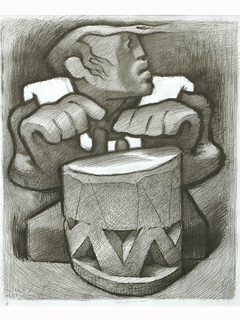 Hawaiian Drummer by Jean Charlot (1898-1979)