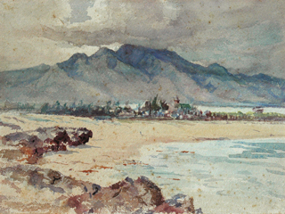 Beach with Blue Mountain (Haleiwa) by D. Howard Hitchcock (1861-1943)