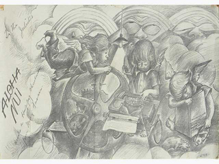 Angels with Printing Press by Juliette May Fraser (1883-1983)