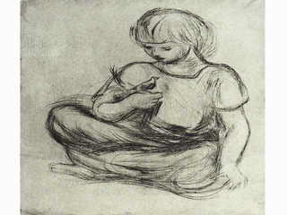 Little Girl & Bird by Juliette May Fraser (1883-1983)