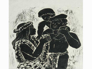 Family with Lei by Juliette May Fraser (1883-1983)