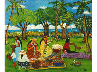 Women Sewing Leis by Poor Lydia Chadick