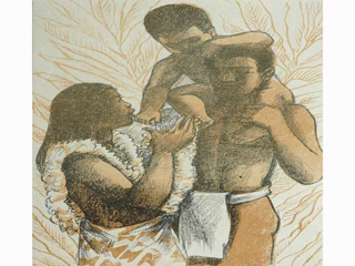 Family with Lei by Juliette May Fraser (1883-1983)