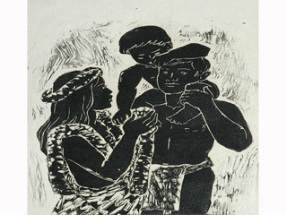 Family with Lei by Juliette May Fraser (1883-1983)