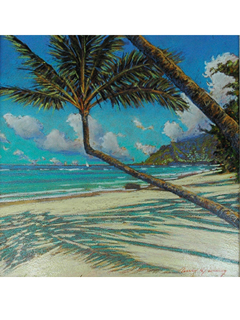 Crooked Palm at Punalu'u Beach, Northshore by Russell Lowrey